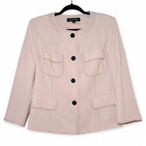 Light pink blazer with black stitching